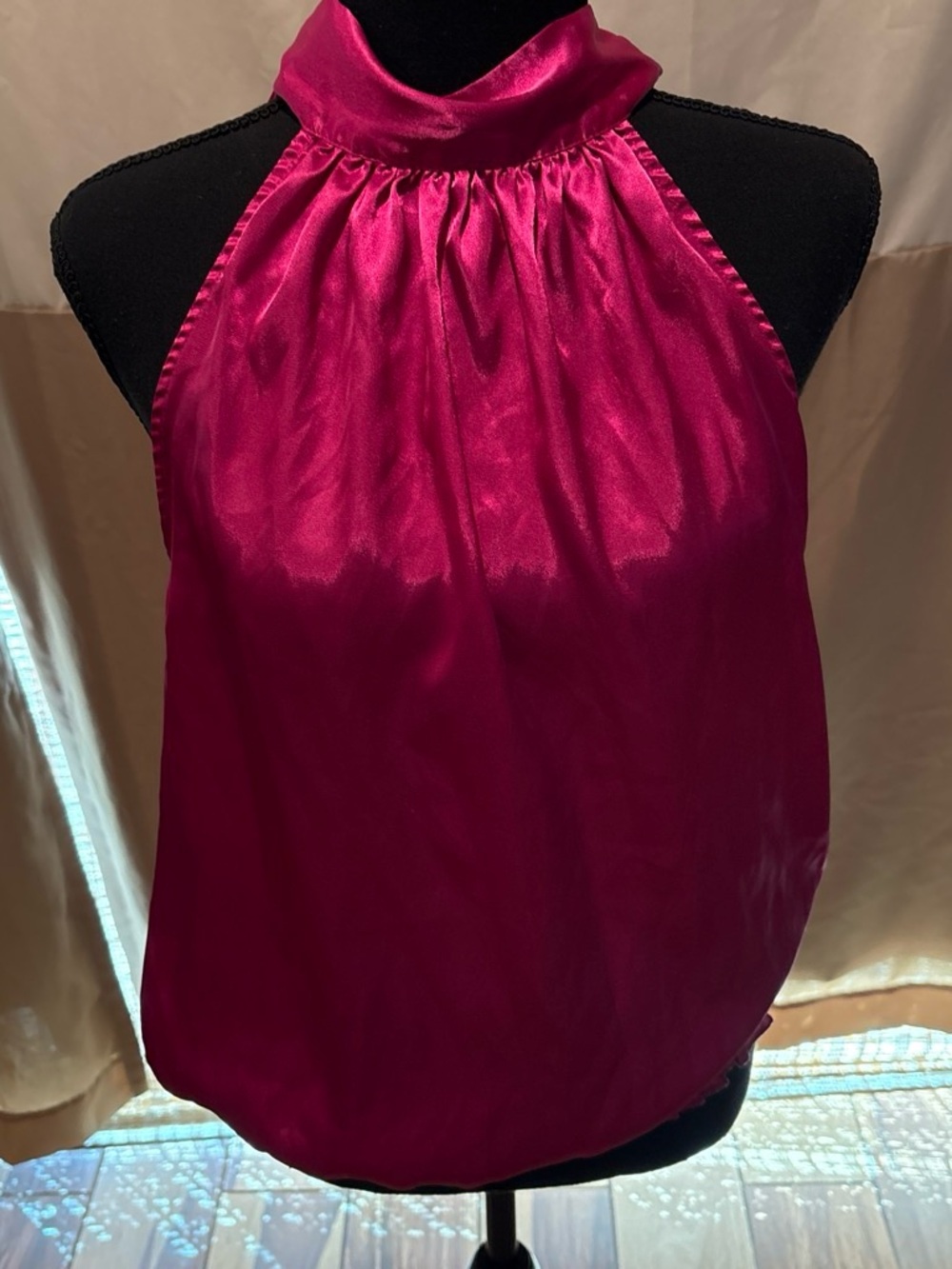 Never worn Fuchsia Satin Halter Blouse